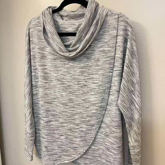 Christopher&banks  NWOT Grey Stretch Cowl Neck Tulip Hem Long-sleeve Sweatshirt - Picture 3 of 8